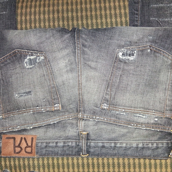 Ralph Lauren Double RL Charcoal Distressed Jeans - Picture 1 of 6